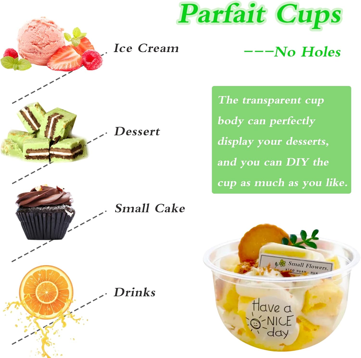Panxxsen 50 Pack Clear Plastic Cups with Dome Lids,8oz Parfait Cups with No Holes,Disposable Crystal PET Dessert Cup for Fruit,Ice Cream,Cupcake,Cold Drinks image 3