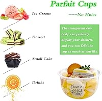 Vista 3 de Panxxsen Paquete de 50 vasos de plástico transparente con tapas de cúpula, tazas de parfait de 8 onzas sin agujeros, taza de postre desechable