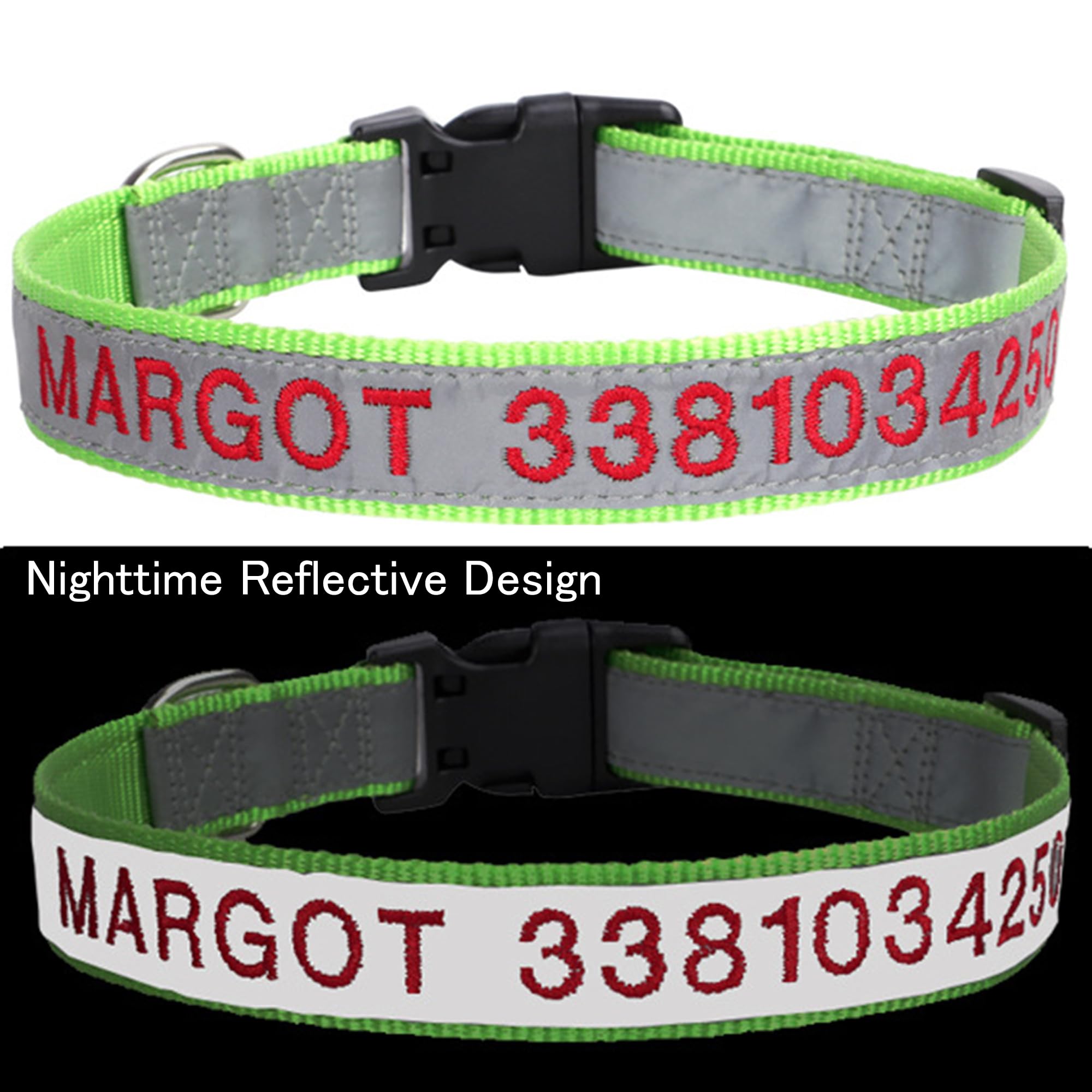 Reflektierendes Hundehalsband, Personalisierbar Mit Gravur – Nylon, Mit Metall-Sicherheitsschnalle, Größen XS-XL
