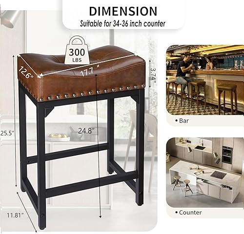 Miniatura 3 de Juego de 4 taburetes de bar de altura de mostrador para encimera de cocina, taburetes de bar de 24 pulgadas, taburetes de cocina, taburetes de