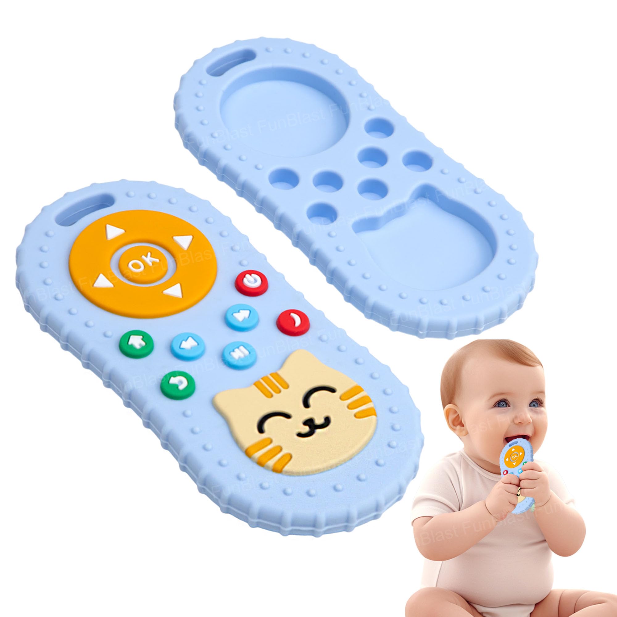 FunBlast Silicone Remote Teether for Baby, Remote Teether for 3+ Months and 6 to 12 Months Baby, Helps Biting Skills Development, Teething Toys for Babies and Toddlers (Blue)-image-40