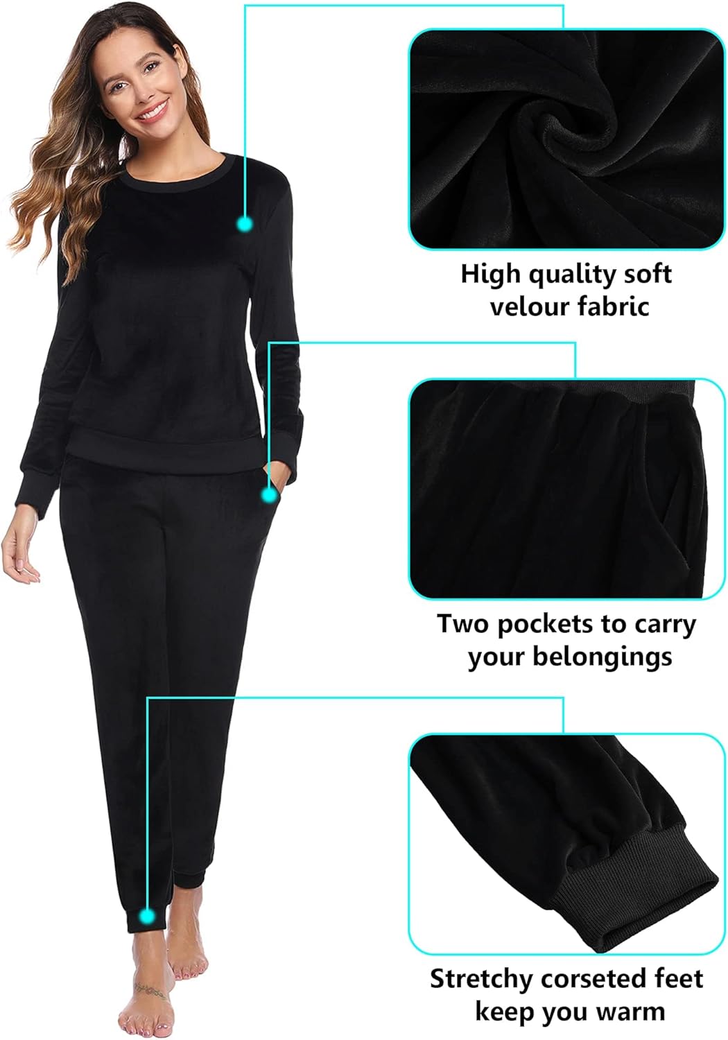 Totatuit Track Suits for Women Set Velour Sweatsuits 2 Piece Jogging Suits Loungwear Velvet Sweatpants with Pockets - Image 2