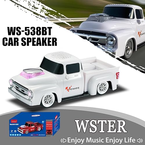 Miniatura 2 de WS-538 Retro Pickup Truck Bluetooth Replica Altavoz - Altavoz inalámbrico portátil modelo de coche con FM, TWS, luces LED de fiesta, reproducción
