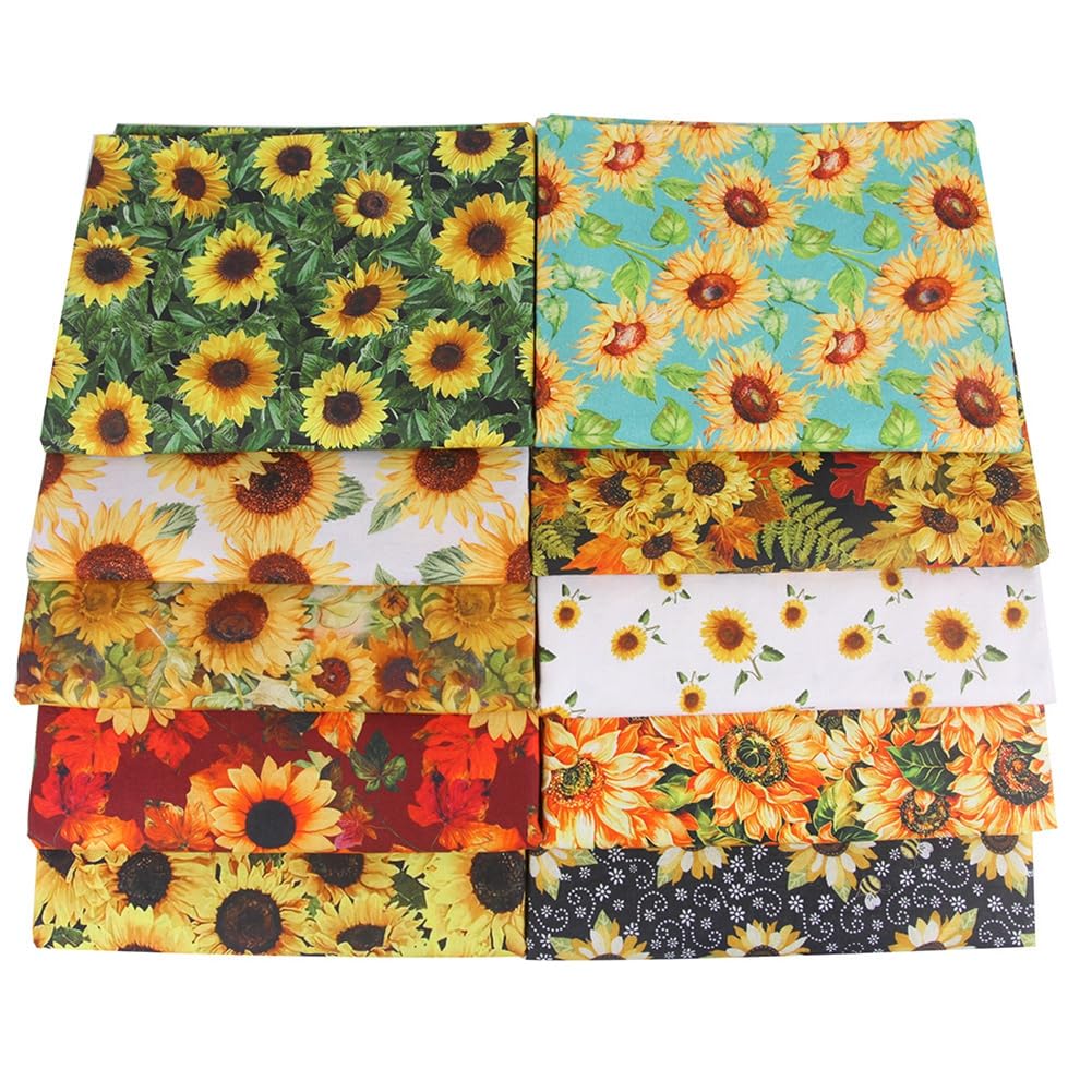 Tissu de tournesol en coton DIY fait à la main groupe de petites fleurs tissu petit tissu tête coton tissu pour Thanksgiving, matelassage, scrapbooking, patchwork