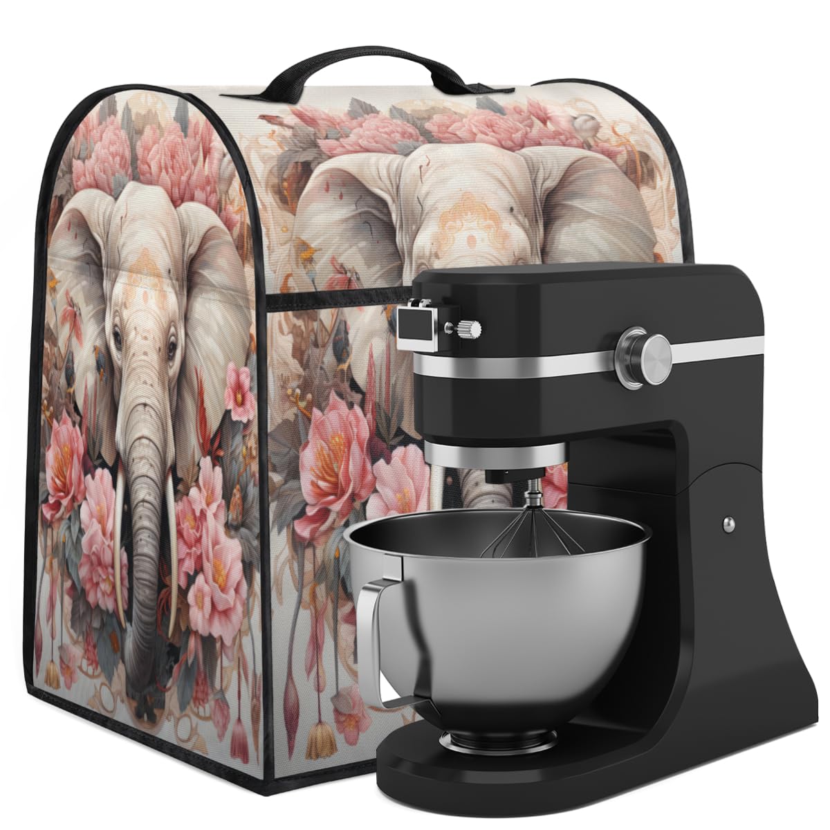 Coffee Maker Cover Flower Elephant Kitchen Appliance Covers Small Appliance Covers Blender Cover Juicer Cover Dust Covers for Kitchen Appliances with Top Handle and Pockets,Washable,C904