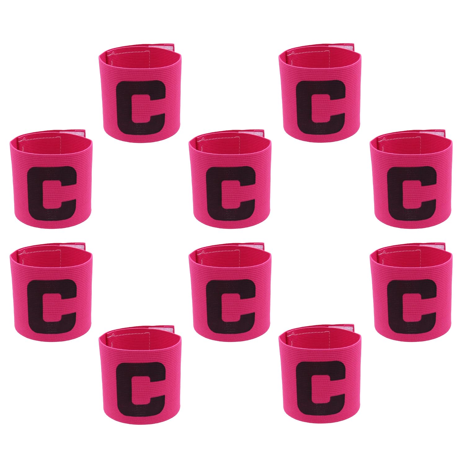 Hosifiy 10Pcs Pink Football Captain Armband, Nylon Elastic Football ArmBands Adjustable Football Arm Bands C Arm Band for Youth Adult Sports Training — image 1