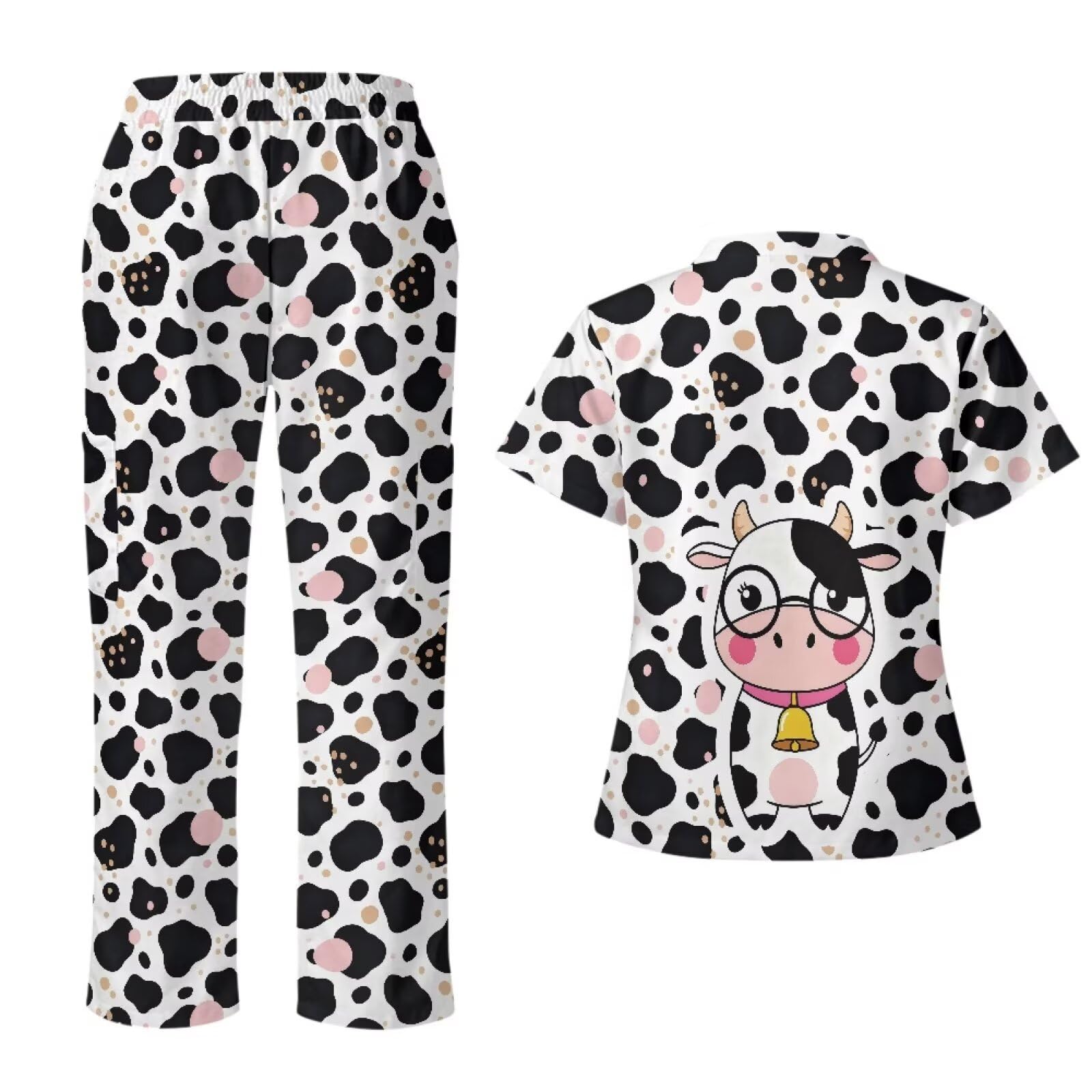 Set scrub carino stampa traspirante scrub top e 6 tasche pantaloni con elastico in vita per veterinari tecnici