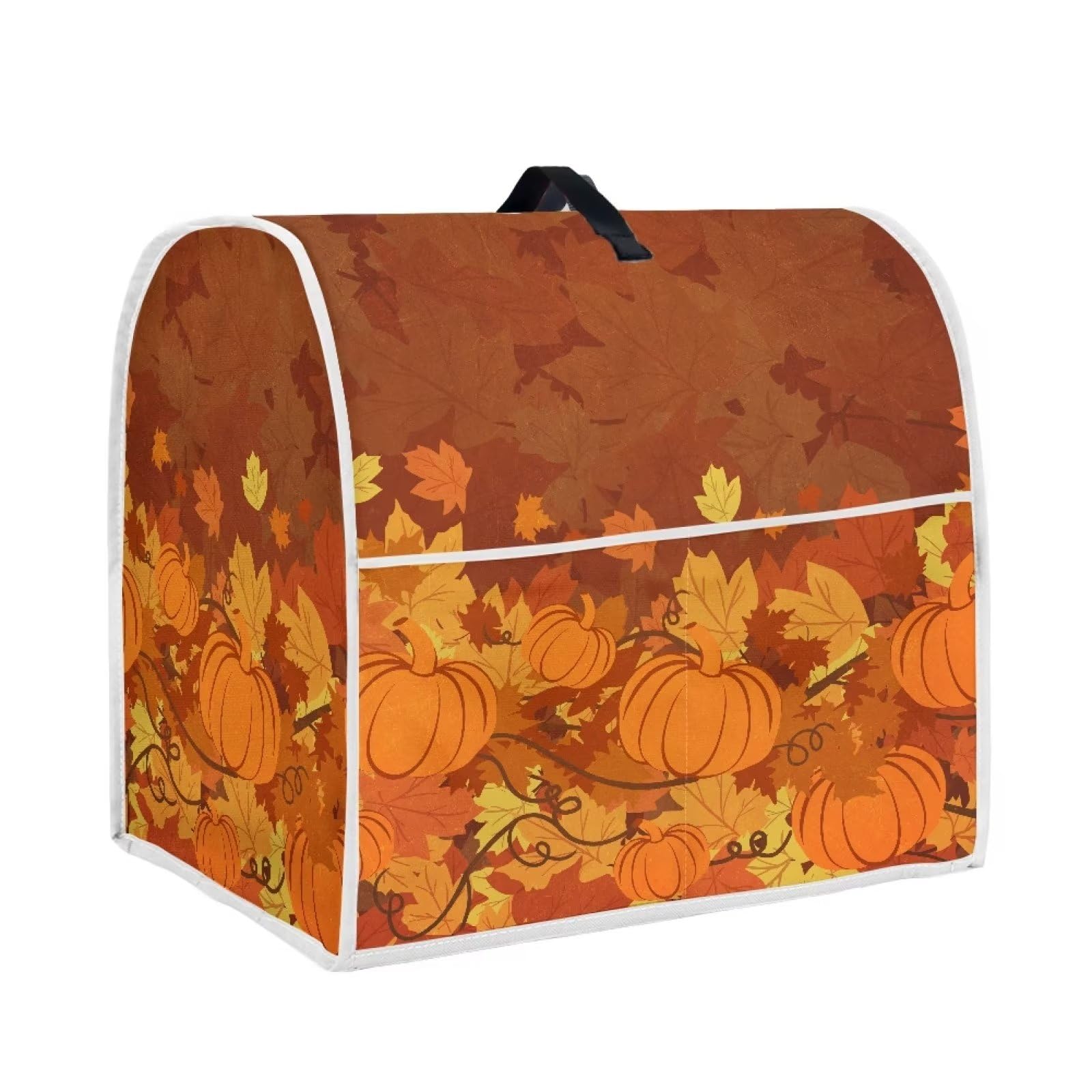 Goronwyfloyd Classic Pumpkin and Maple Kitchen Mixer Dust Cover with Handles and Side Pockets for 4.5-5-Quart Stand Mixer, Air Fryer and Other Small Appliances Thanksgiving Decor