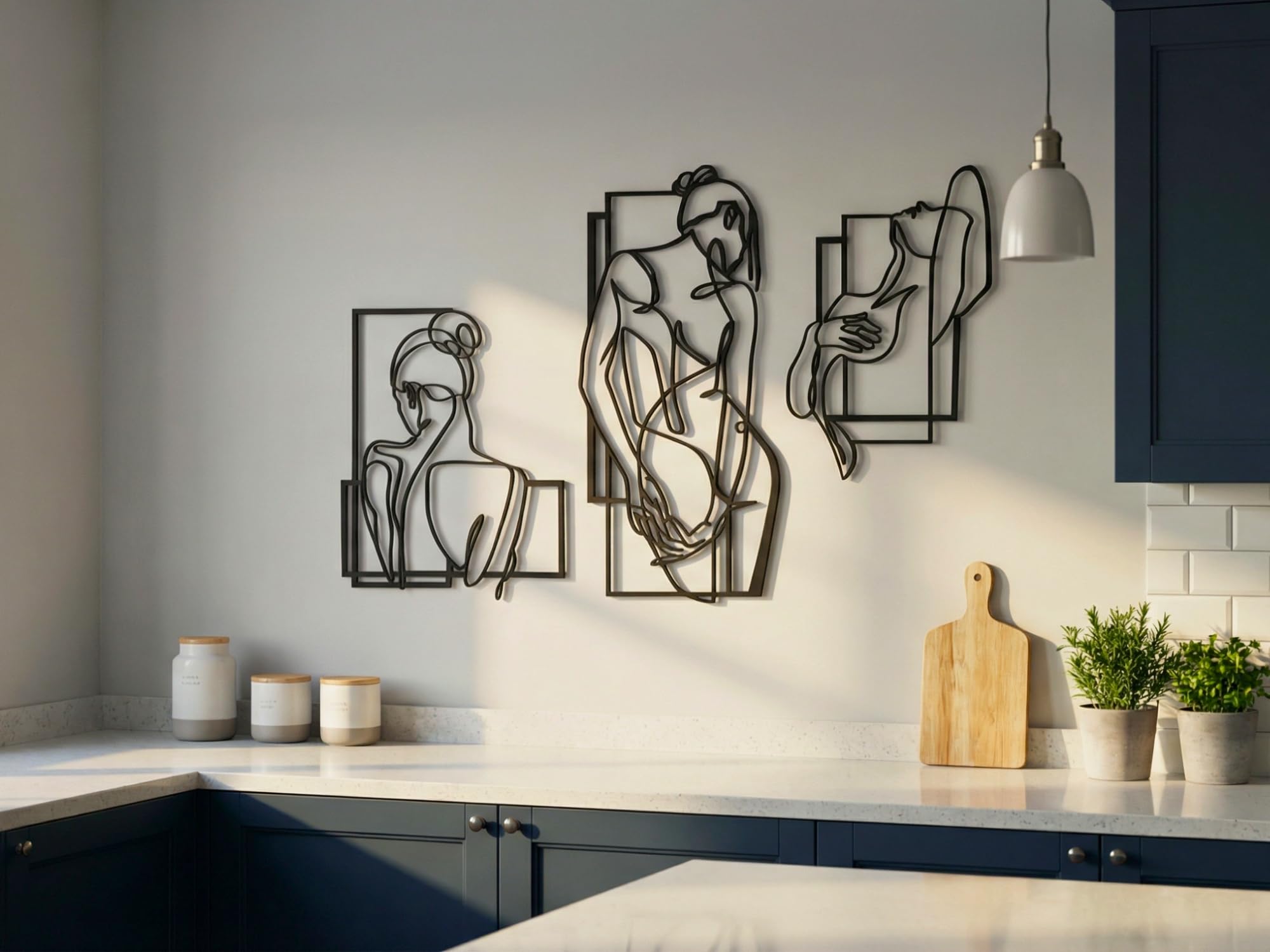 VAILLA Wand Deko Line Art Holz 3D – Wandbild Schlafzimmer Wohnzimmer Büro