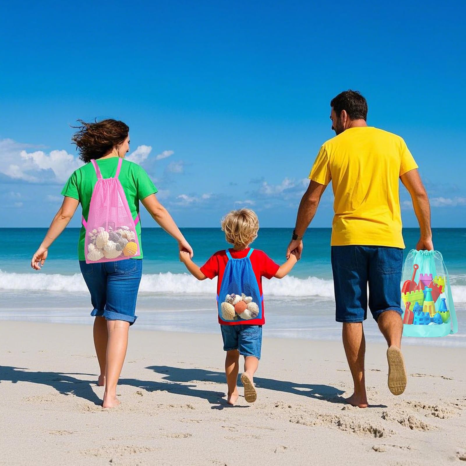 Bolsa Juguetes Playa Grande de Malla para Playa, Mochila Antiarena Infantil, Bolsa Malla, para Fiestas de Verano