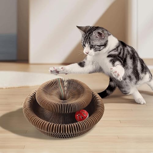 Miniatura 9 de Tablero de rascar del gato del órgano con campana, papel corrugado de pulido del clavo, magnético, empaquetado del bolso