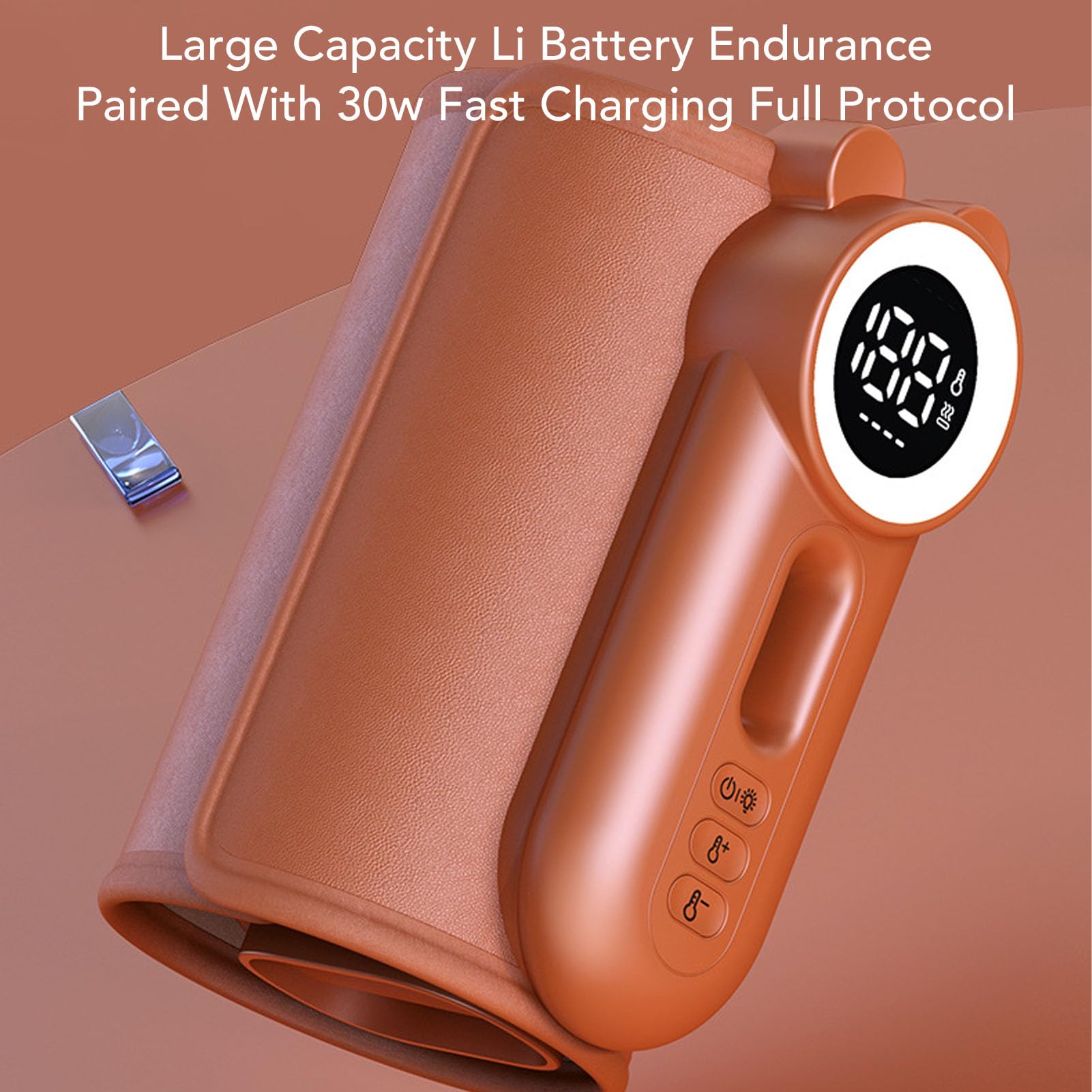Scaldabiberon, Riscaldamento a Temperatura Costante Display Digitale a LED Scaldalatte Portatile per Alimentazione Notturna in Viaggio a Casa con Batteria da 8000 mAh in Plastica