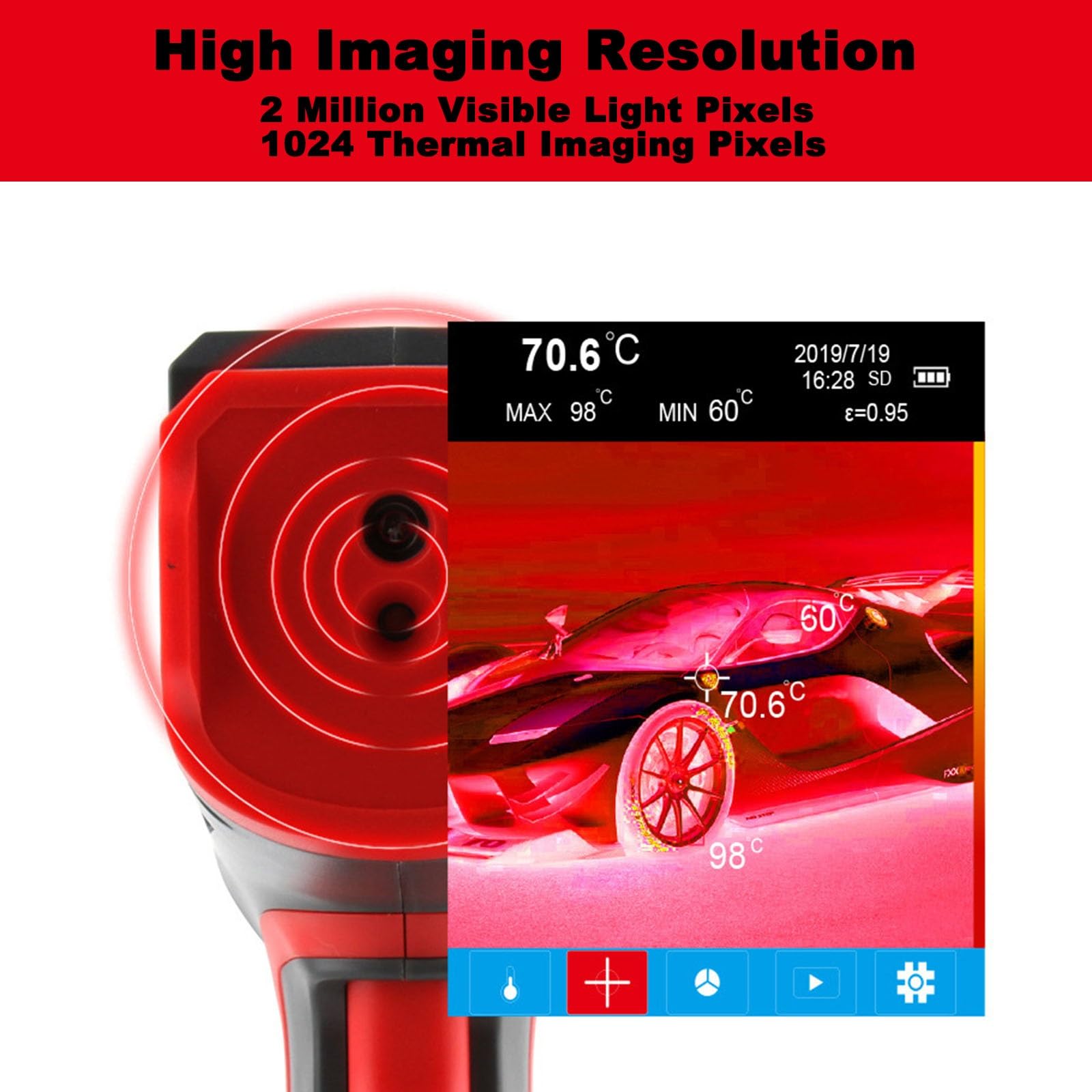 Thermal Imaging Camera 320x240 combinada con Infrared Thermometer Gun con batería de duración, memoria integrada y análisis de calor para construcción