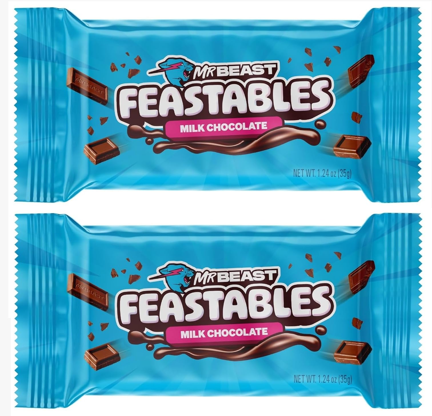 DECADENT FOODS Mr.Beast Feastables Milk Chocolate Creamy Smoothness Delicious Texture Bar 35 Gm (Pack Of 2) New Pack