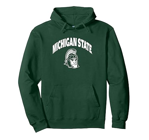 Michigan State Spartans Arch Over Mascot Green Pullover Hoodie