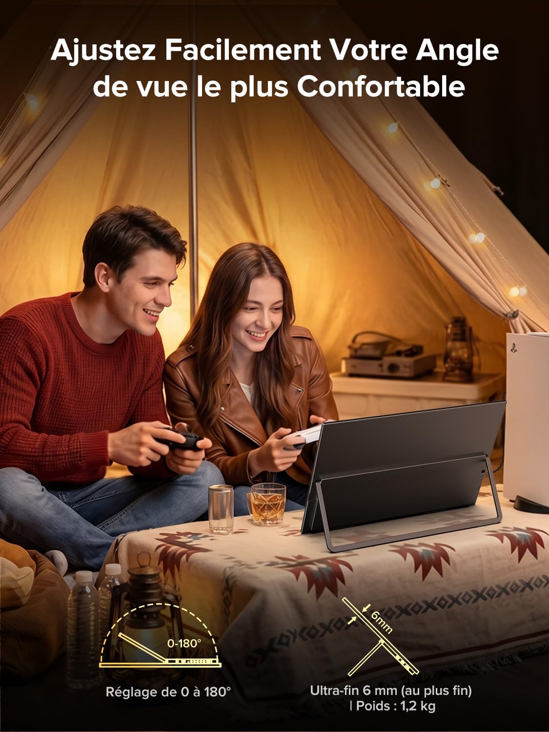UPERFECT Écran Portable Tactile 18,5" 120Hz 1ms Gaming Moniteur FHD