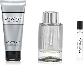 عطر اكسبلورر بلاتينيوم للرجال من مونت بلانك - مجموعة عطور هدايا تتكون بخاخ بحجم 97.6 ملليلتر او دي بارفان وجل استحمام 97.6 وبخاخ 7.4