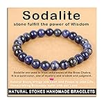 AD Beads Handmade Gemstone Stretch Elastic Bracelet Crystal Healing Reiki Nature\'s Beauty and Spiritual Essence Unisex (8mm, Blue Sodalite)