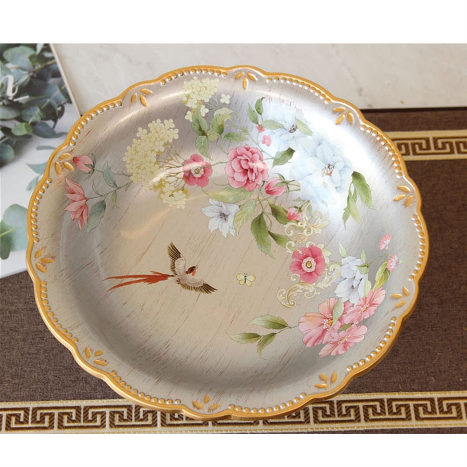 Corbeilles à fruits Assiette de fruits nouveau chinois rétro peint à la main plat de fruits maison salon décor grand bol de fruits en céramique porcelaine ronde artisanat bol de bonbons Coupe de Fruit
