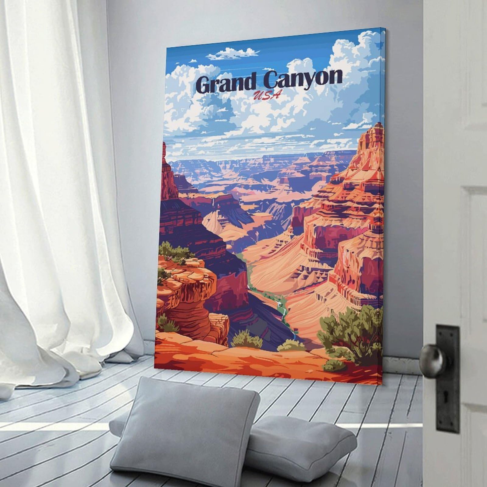 Junmoney Frame-Style-5-2 Grand Canyon Usa Travel (2) Decorative Wall Artwork, 20X30inch(50X75cm), For Home Lounge, Bedroom Or Reading Nook, Eye Catching Artwork For Blank Walls