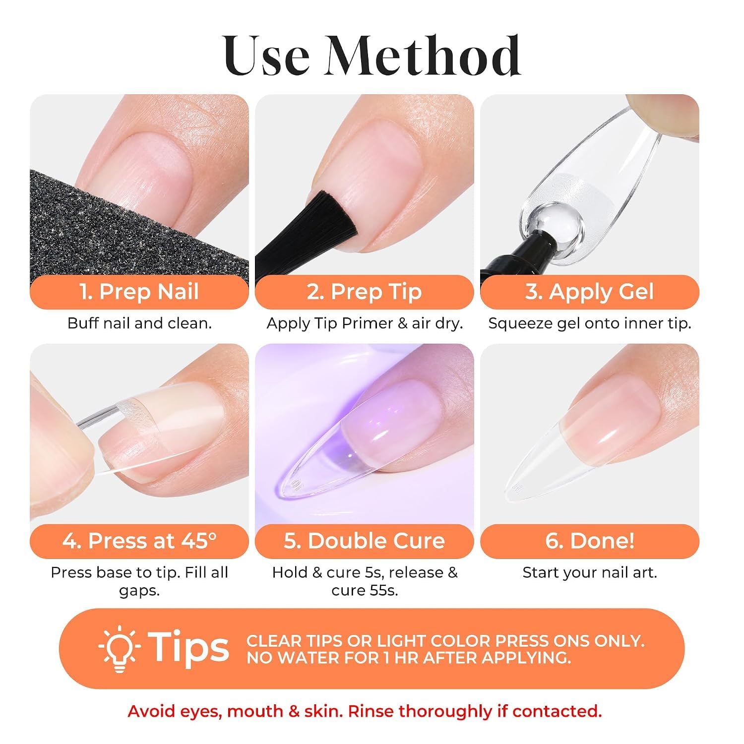 UNA GELLA Nagelkleber für Kunstnägel 40ml, Fester Soak Off Nagelkleber, Aushärtung mit Lampe erforderlich, Starker Kleber für Acryl Nägel, Fake Nails, Extensions & Press On Nails, Gelly Tips