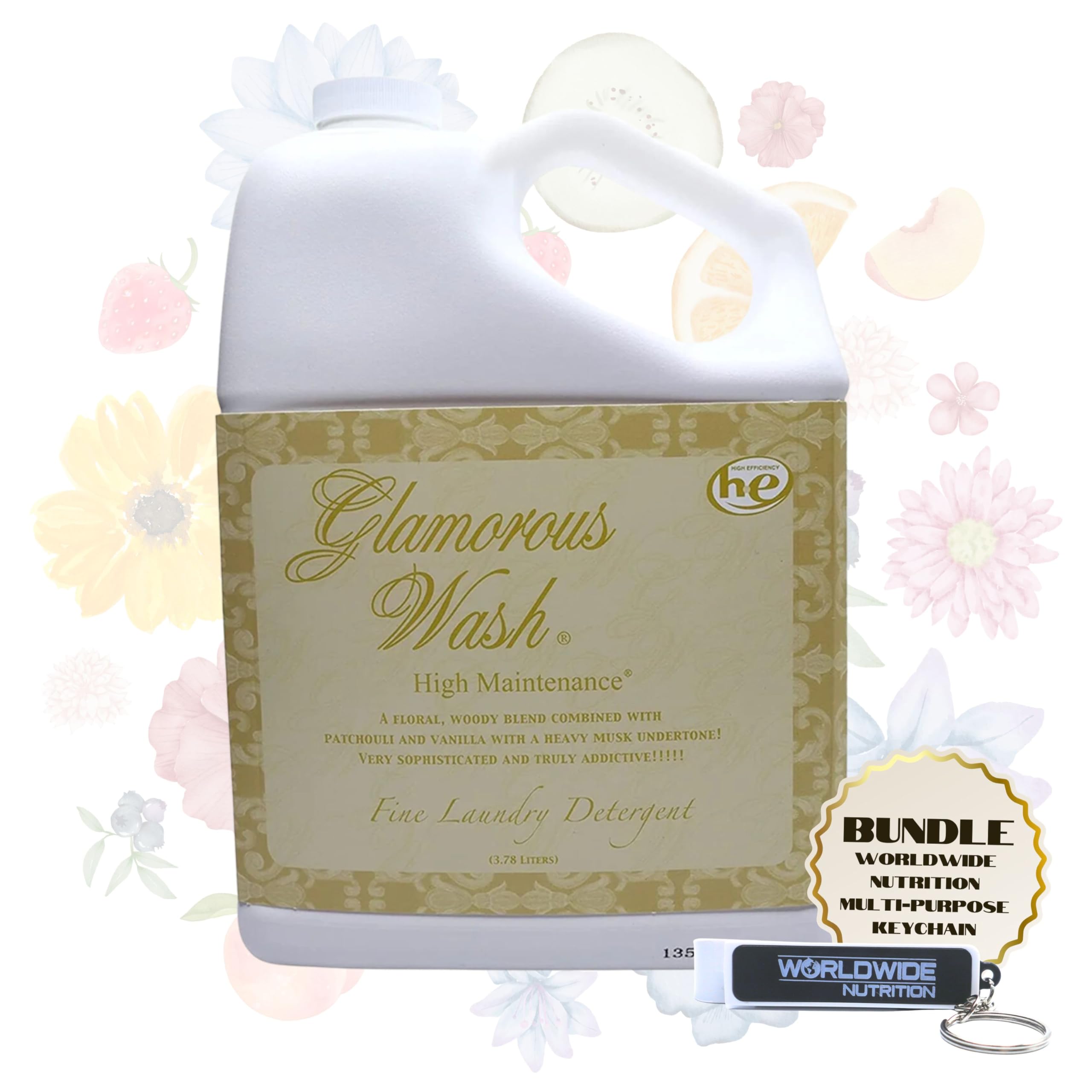 Worldwide Nutrition Bundle Compatible with Tyler Candle Company Glamorous Wash High Maintenance Scent Fine Laundry Liquid Detergent - Hand and Machine