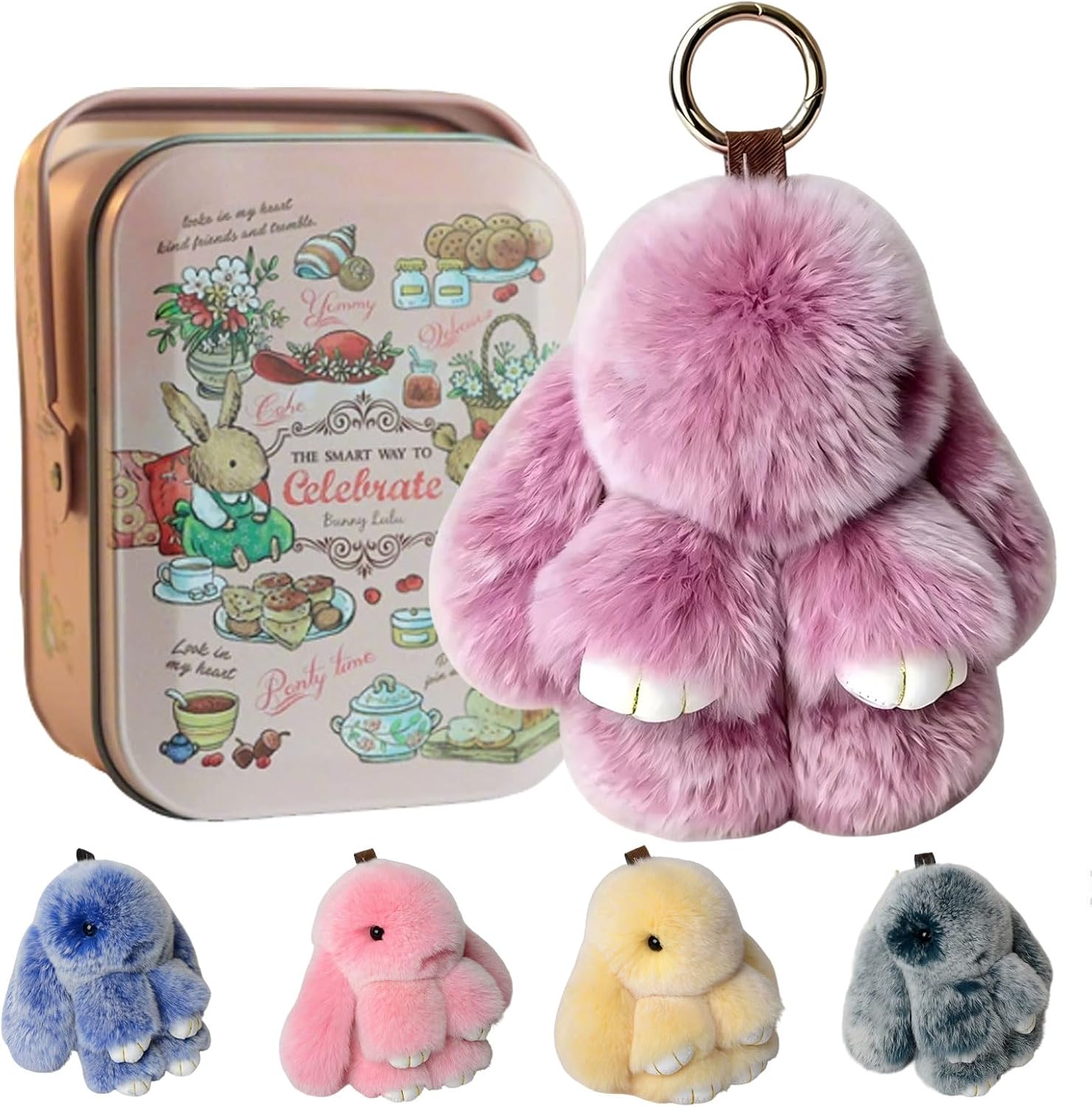 Bunny Keychain with Tin for Women’s Valentine Easter Gifts