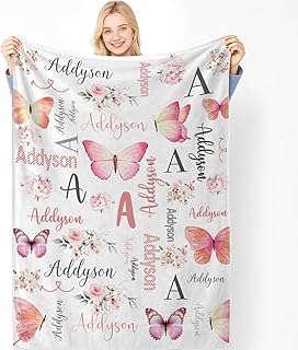 Personalized Baby Blanket with Name Custom Name Blanket Throws - Ultra Soft Fleece Blankets for Boys & Girls, Machine Washable Birthday Gift 5 Sizes