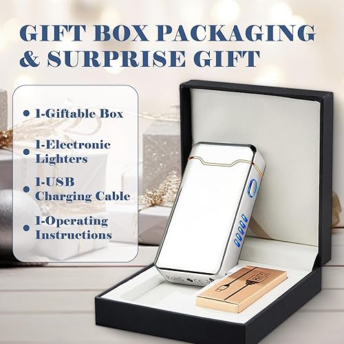 Miniatura 24 de BABOBIU Encendedor eléctrico de plasma, recargable por USB, sin llama, a prueba de viento, encendedor de dragón frío con arco de alta potencia