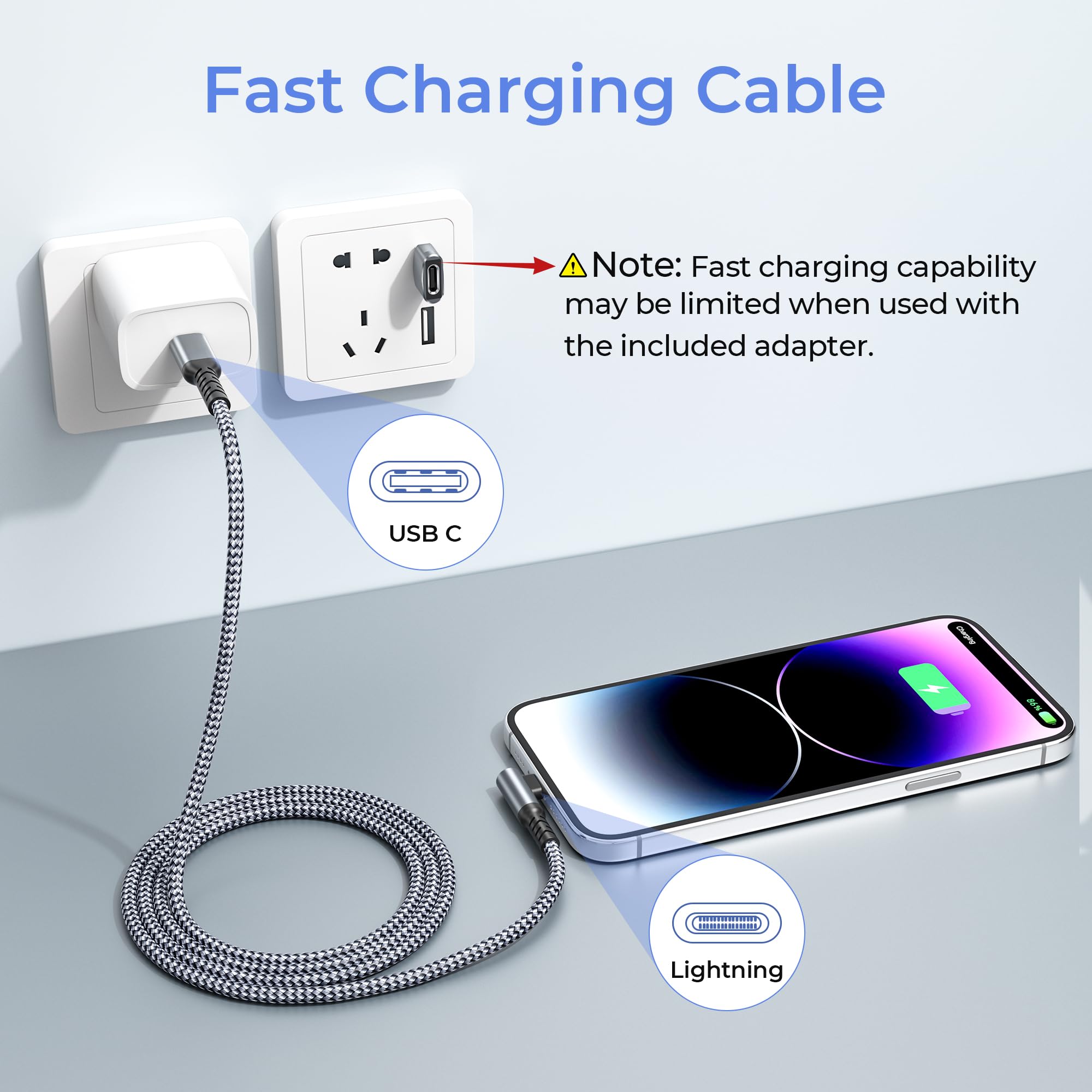 BASESAILOR Cavo USB C a Lightning Angolo 1M Ricarica Rapida PD Compatibile iPhone 11-14 Pro Max SE iPad 8 9