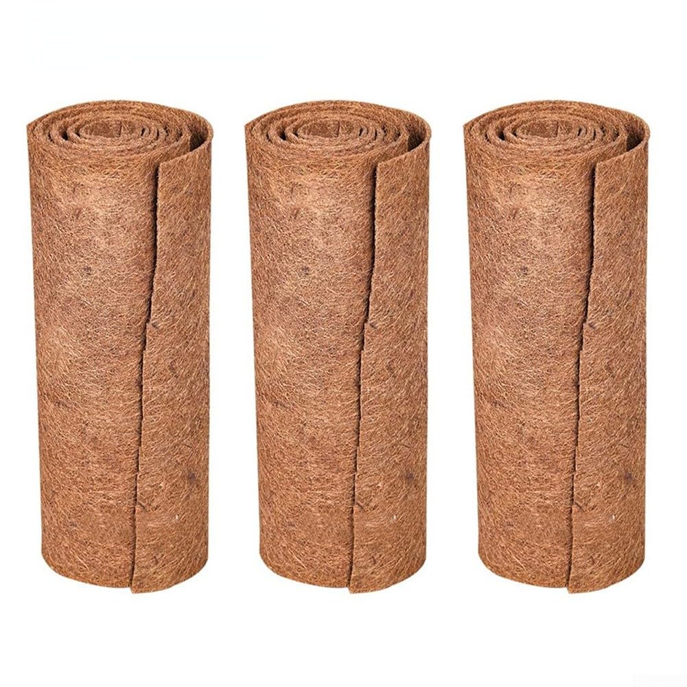 Tapete de coco, 3 unidades de rollo de forro de coco natural de coco almohadilla de fibra de coco forro de fibra de palma de coco forro de cesta colgante para caja de ventana y canales de pared (40 x
