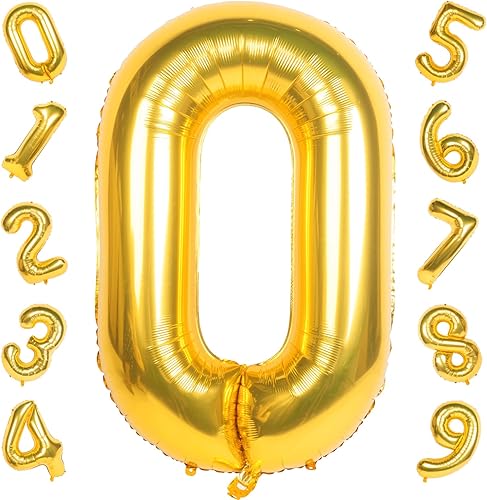 Globos dorados de 50 pulgadas globos grandes de número de dígitos helio lámina de Mylar para decoración de fiesta de cumpleaños dorado 0
