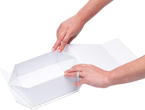 Miniatura 9 de Caja de regalo magnética, paquete de 15 cajas plegables blancas con cierre de tapa a granel, embalaje de cartón de lujo para boutiques, pequeñas