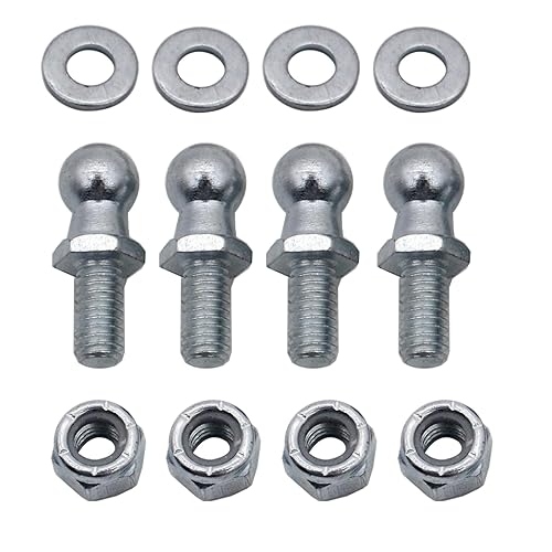 Miniatura 3 de 4 pares de pernos de bola de 0.394 in con tuercas de bloqueo de hardware, arandelas de rosca de 516-18 x vástago de 12 pulgadas de largo para