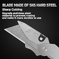 Vista 4 de Lichamp 6-Pack Folding Utility Knife Box Cutter, Quick Change Razor Knife Utility Pocket Construction Blade, (Silver, C6SL)