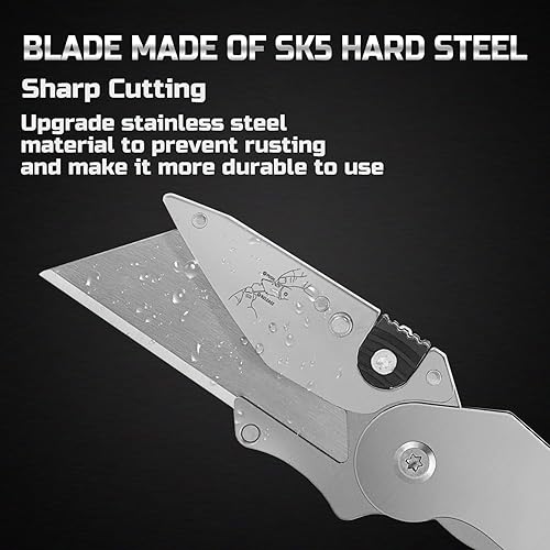 Miniatura 4 de Lichamp Paquete de 6 cuchillas plegables para cuchillos, cuchillo de afeitar de cambio rápido, cuchillo de construcción de bolsillo (plateado, C6SL)