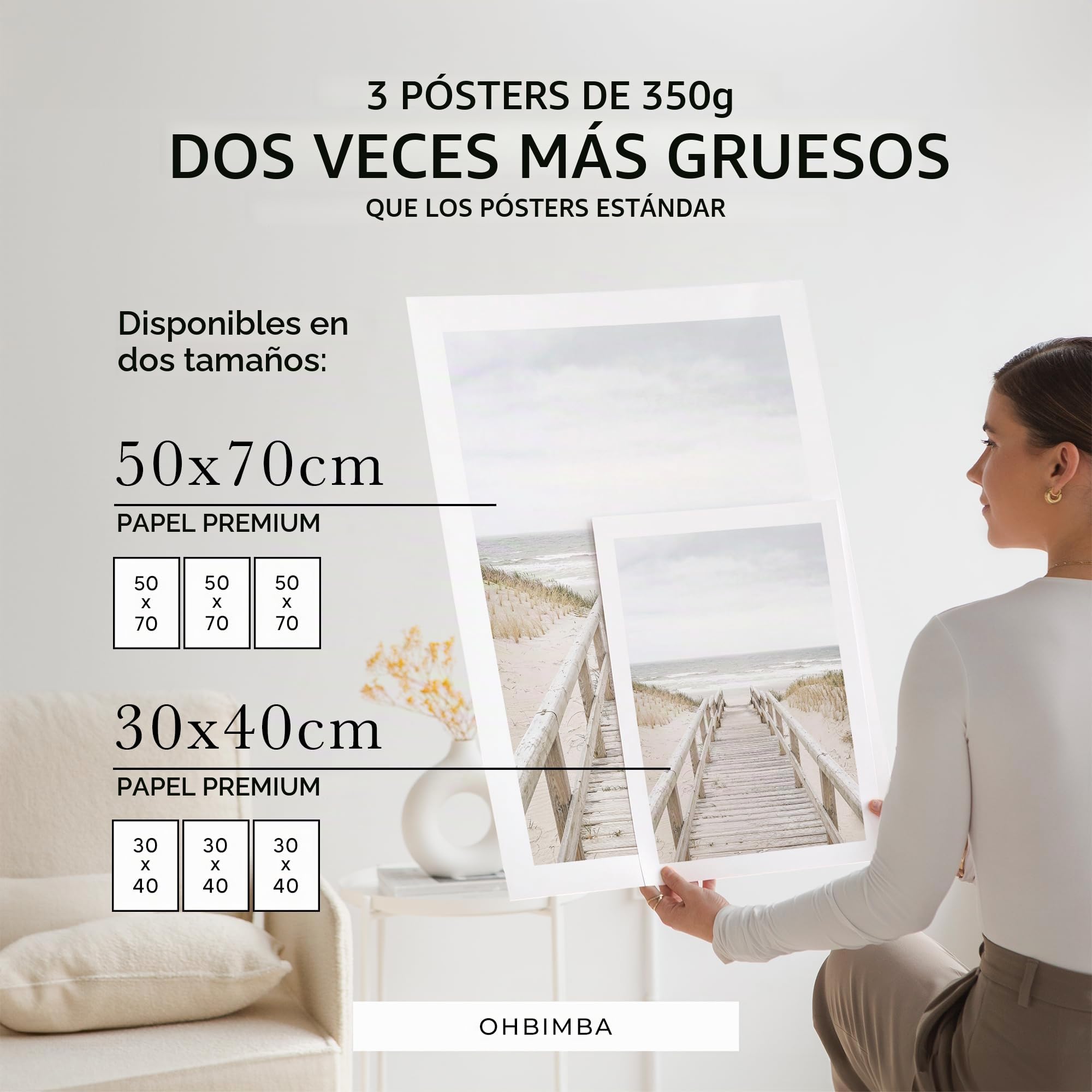 OHBIMBA® Set De 3 Cuadros Decoracion Salon Modernos Con Laminas Decorativas Pared Decoracion Marinera - Cuadros Decorativos Decoracion Pared - Lienzos Decorativos Tamaño 50 X 70 cm - Colección Playa