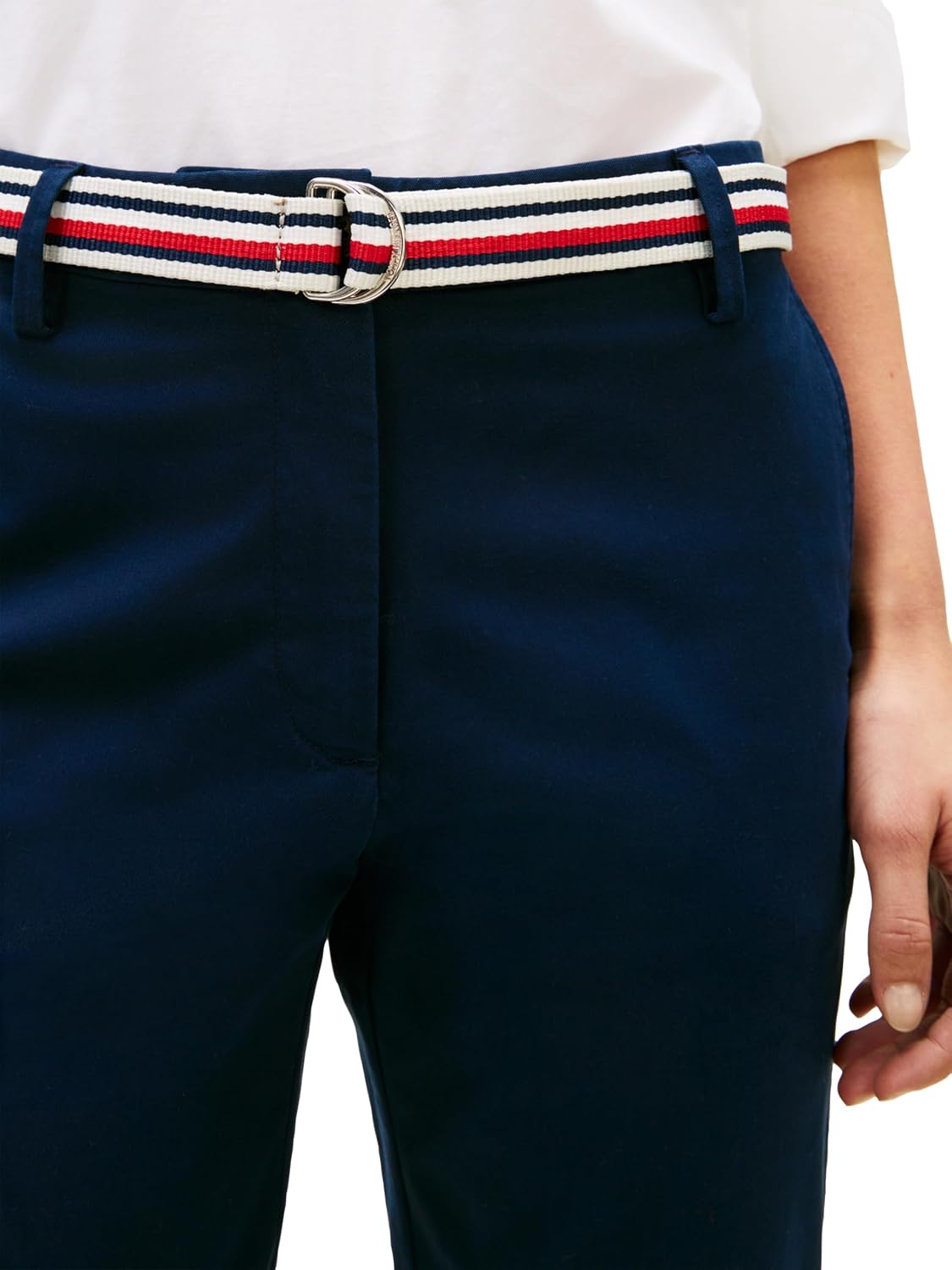 Tommy Hilfiger Women's Twill Slim Chino Pants with Stretch Mid Rise Ankle Pants