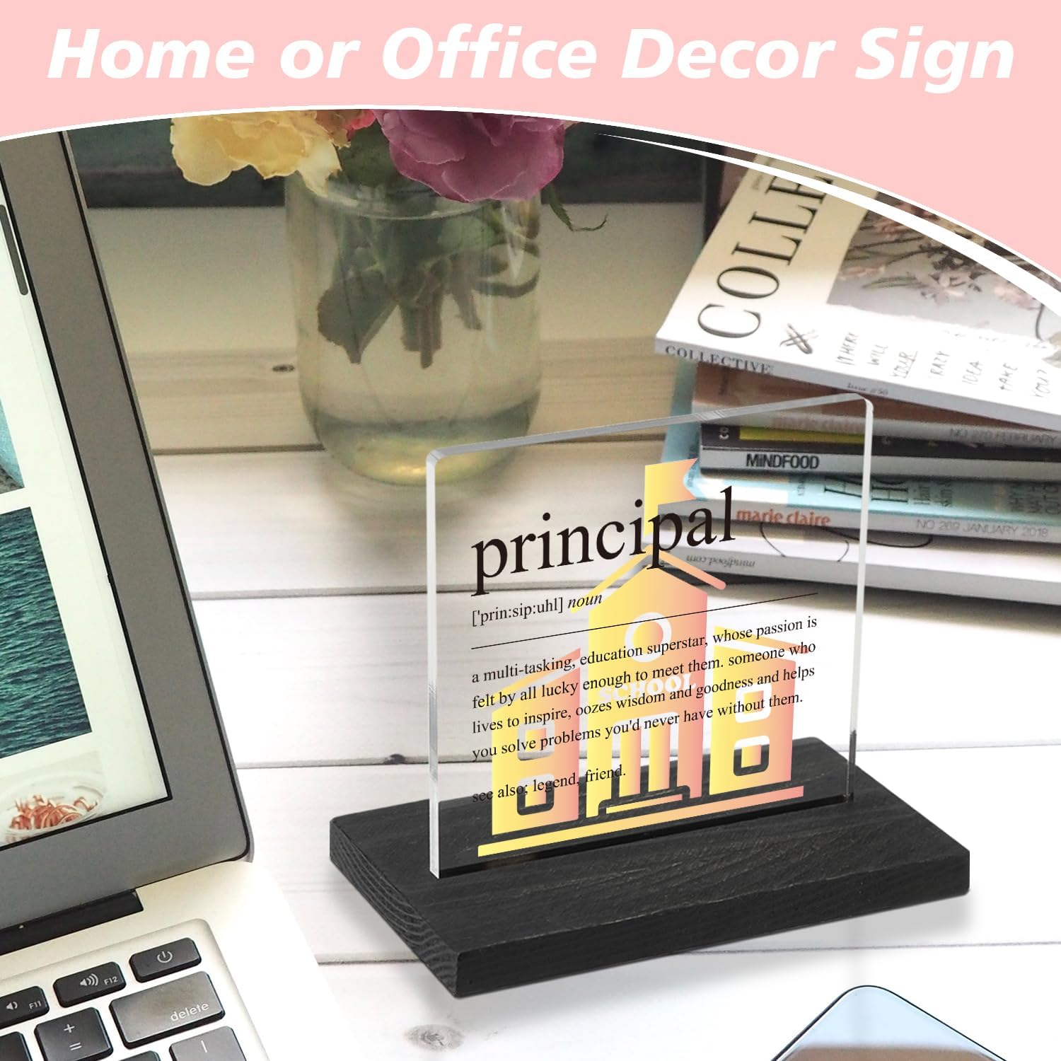 New Principal Gift, Principal Appreciation Gifts, Birthday Retirement Gifts for Principal, Principal Definition Home Office Decor Sign for Cubicle Decor or Desk Décor, DSF98 - Image 2