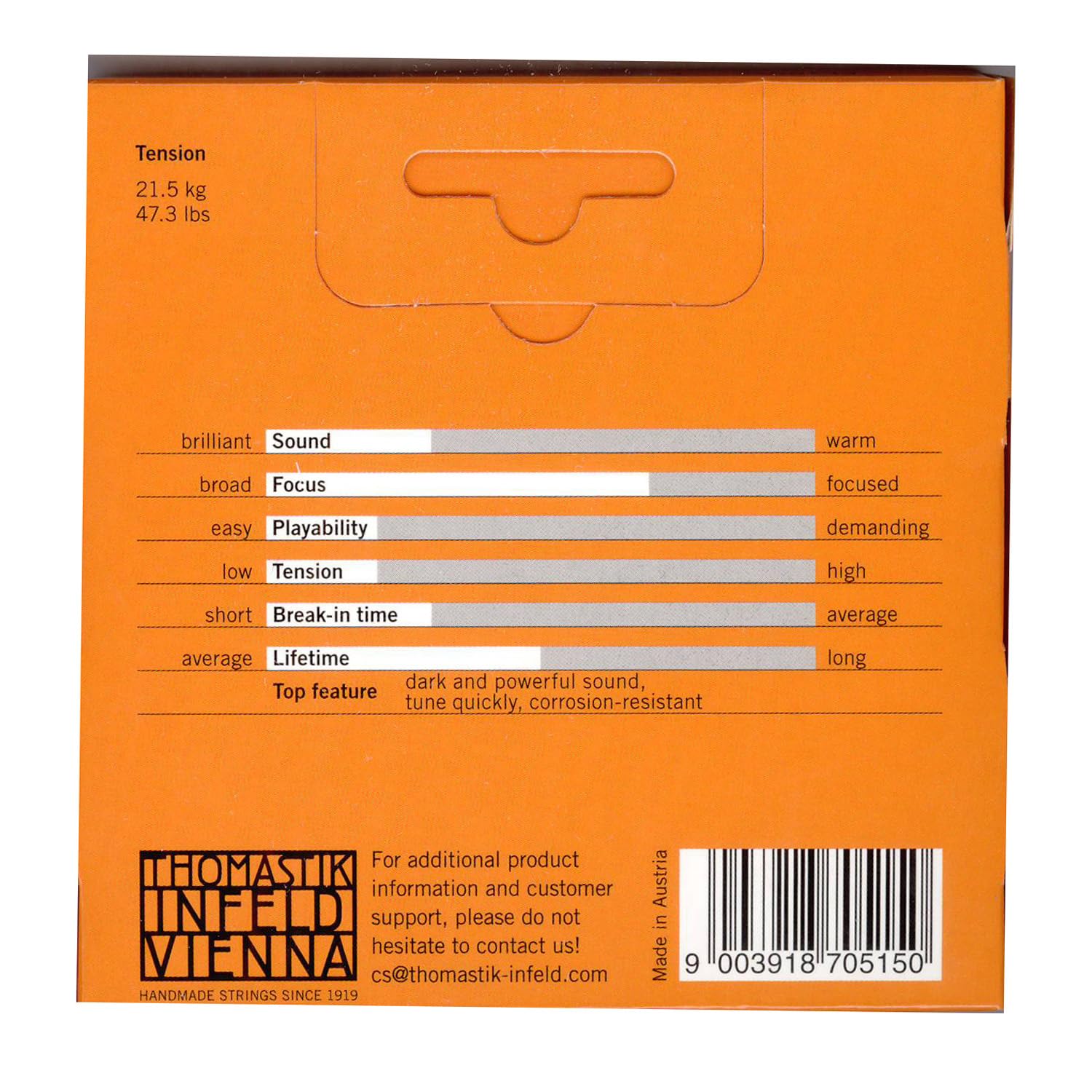 Thomastik Cuerdas para violín ALPHAYUE alma en nylon, juego 3/4, escala 305mm / 12"