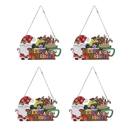 Wedinard Christmas Decorations, Bright Patterns Wooden Colorful Christmas Ornaments Light Weight Decorative Attractive for Window for Door