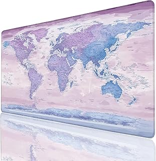 Alfombrilla Ratón XXL 120x60x0.3cm Mapa Alfombrilla Escritorio Grande, Mousepad Mapa del Mundo con Bordes Cosidos, Desk Pad Impermeable para Oficio Mesa Gaming Protector Escritorio, Regalo GYL-8609