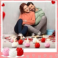 Vista 6 de Funnymoom 8 velas de San Valentín con forma de rosa, velas aromáticas de aromaterapia en forma de rosa para San Valentín, despedida de soltera