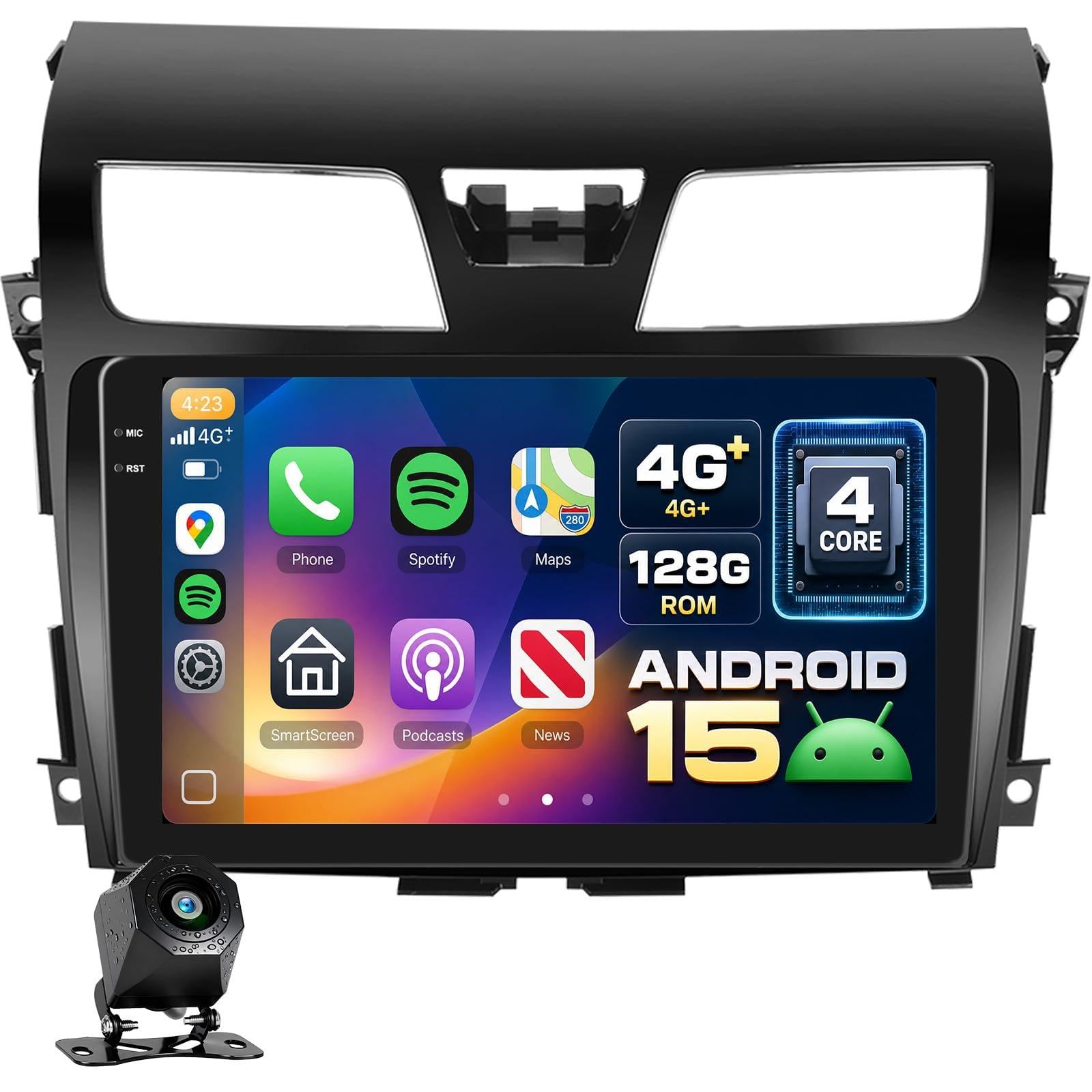 Photo 1 of [4G+128G]Car Radio for Nissan Altima 2013-2015 with Wireless CarPlay Android Auto,10.1" Touchscreen Android 15 Nissan Altima Car Stereo with Mirror Link WiFi GPS,Bluetooth,FM/RDS SWC EQ+Backup Camera