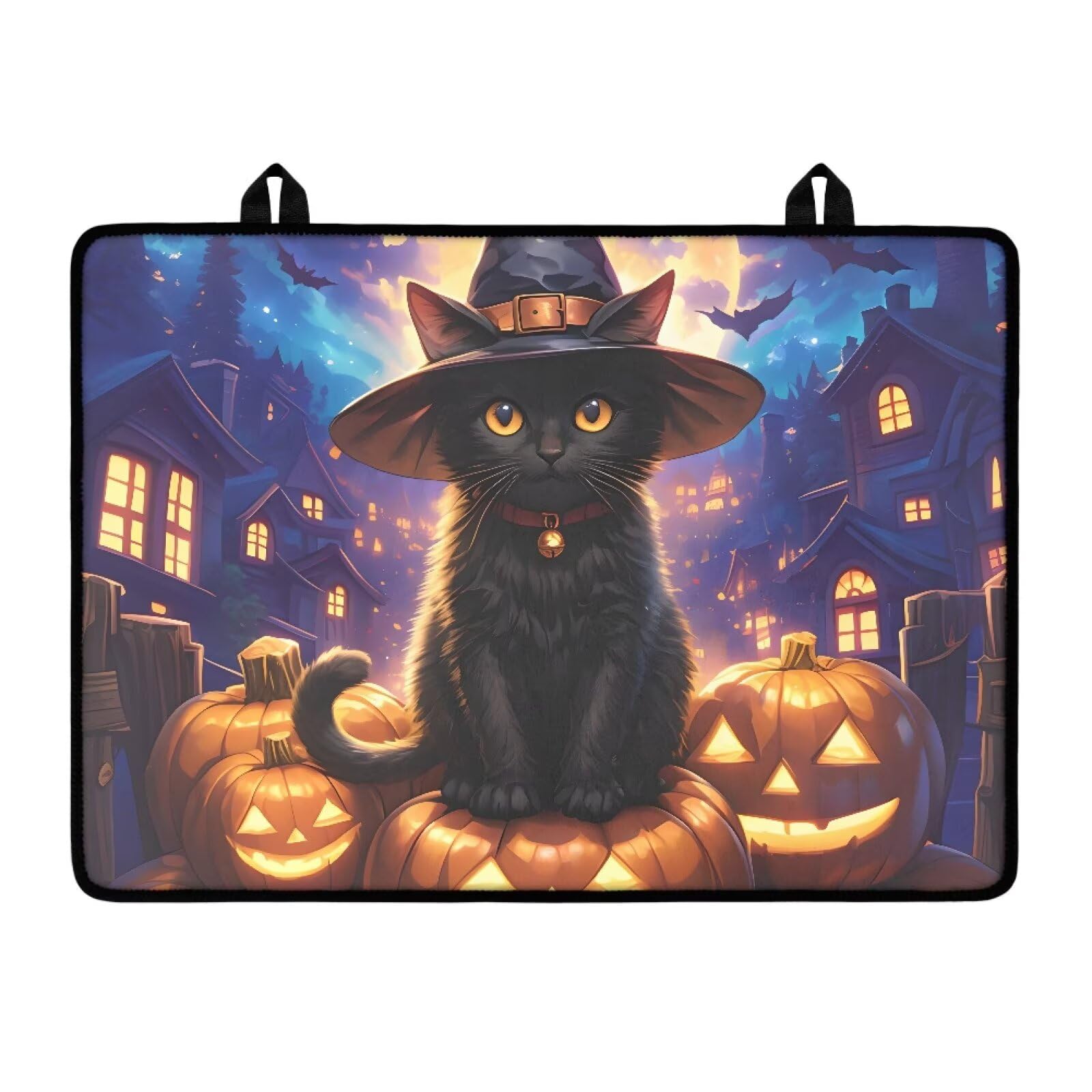 Cat Pumpkin Stove Top Covers for Electric Stove Heat Resistant Stove Mat with Anti-Slip Rubber Base Folding Dish Drying Mat for Kitchen Easy to Clean Halloween Decor for Kitchen