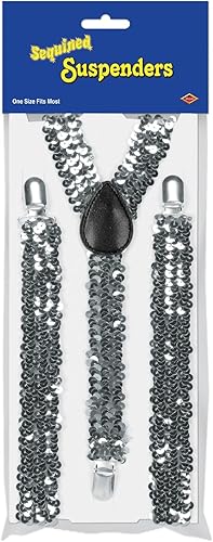 Tirantes de lentejuelas (plateado; ajustable) Accesorio de fiesta (1 unidad) (1/Pkg)