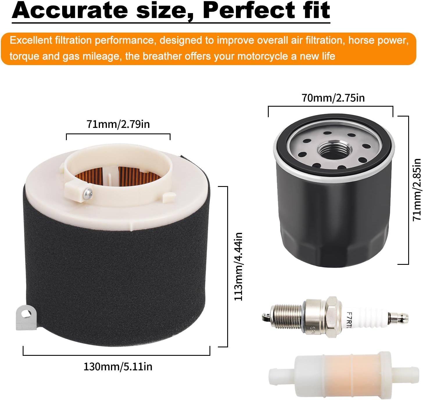 11029-1004 Air Filter 49065-2078 Oil Filter Compatible with Kawasaki Mule 500 520 550 600 610 2500 2510 2520 KAF300 KAF400 KAF620A KAF620B Mule SX 4x4 XC SE with Spark Plug Fuel Filter Kit