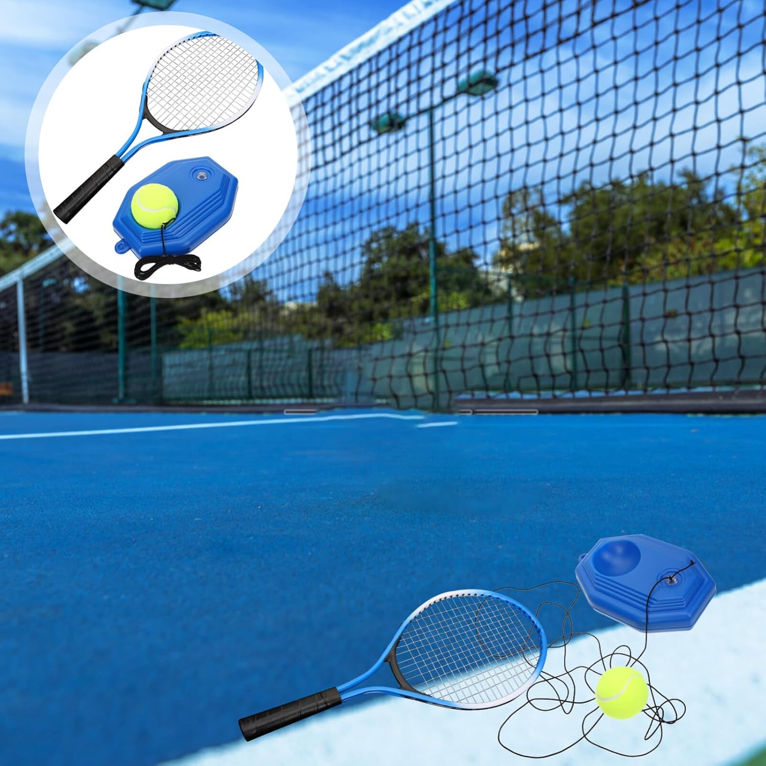 Toddmomy Tennis Practice Device 1 Set Tennis Trainer Rebound Ball with String Ball Solo Tennis Training for Self-Pracitce Tennis Training Equipment Tool Tennis Rebounder