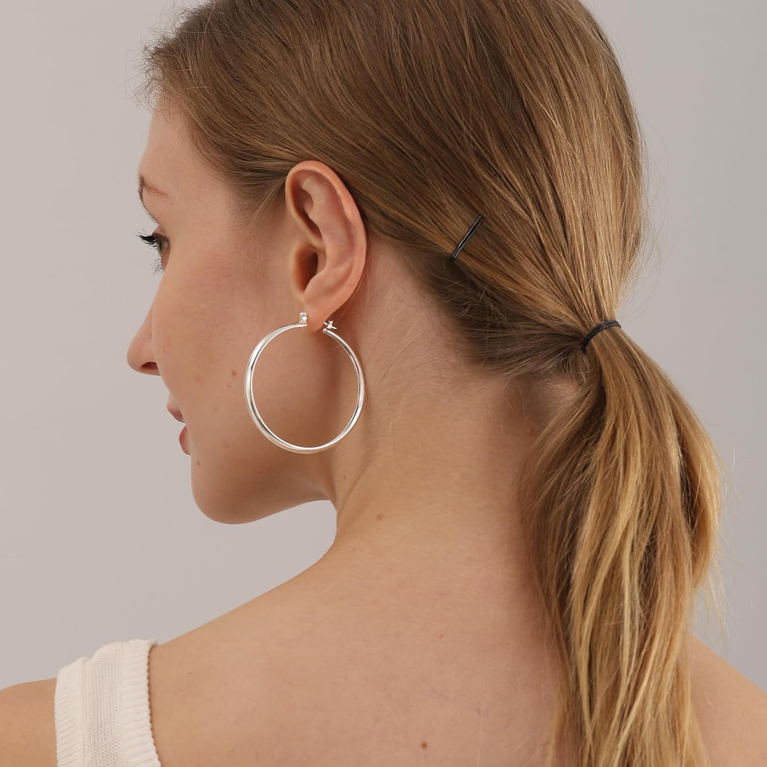 4mm Thick Gold Chunky Earrings Steling Silver Post Hoops Earrings For Women Hollow Tube Hoops Earrings Thick Gold Hoop Earrings Hypoallergenic Lightweight Gold Hoop Large Earrings 20/30/40/50/60MM - Image 3