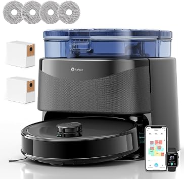 Lefant M3 Robot Aspirateur 12000 Pa, Station Multifonction, 200 TR/Min, Noir